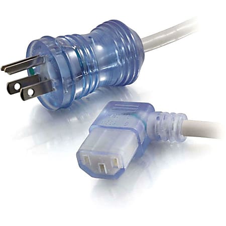 C2G 15ft 16 AWG Hospital Grade Power Cord (NEMA 5-15P to IEC320C13R), Gray with Clear Connectors, 48052