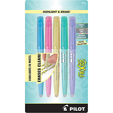 Pilot FriXion Light Pastel Erasable Highlighters Pack of 5 Chisel