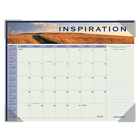 AT-A-GLANCE® Visual Organizer® 30% Recycled Desk Pad Calendar, 22" x 17", Motivational Panoramic, January-December 2013