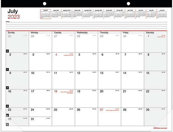Office Depot Brand Monthly Academic Desk Calendar 22 x 17 30percent  Recycled July 2023 to June 2024 - Office Depot