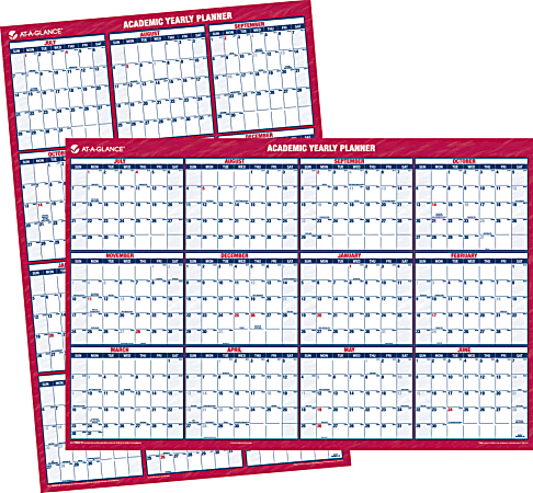AT-A-GLANCE® 1-Year Academic Erasable/Reversible Wall Planner, 48" x 32", July 2015-June 2016