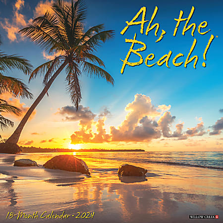 2024 Willow Creek Press Scenic Monthly Wall Calendar, 12" x 12", Ah, The Beach!, January to December