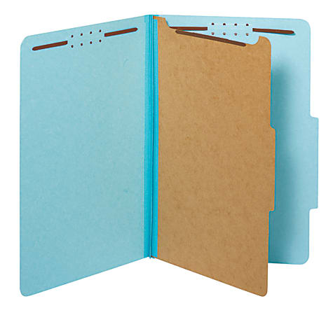 Pendaflex® Pressboard Classification Folders With Fasteners, 1 3/4" Expansion, Legal Size, Light Blue, Box Of 10