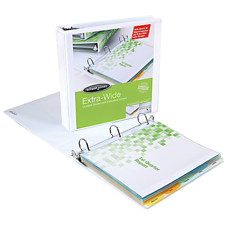 Wilson Jones® Extra-Wide D-Ring View Binder, 1 1/2" Rings, 50% Recycled, White