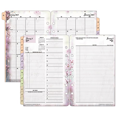 FranklinCovey® Blooms® Planner Refill, 5 1/2" x 8 1/2", 30% Recycled, 2 Pages Per Day, January–December 2017