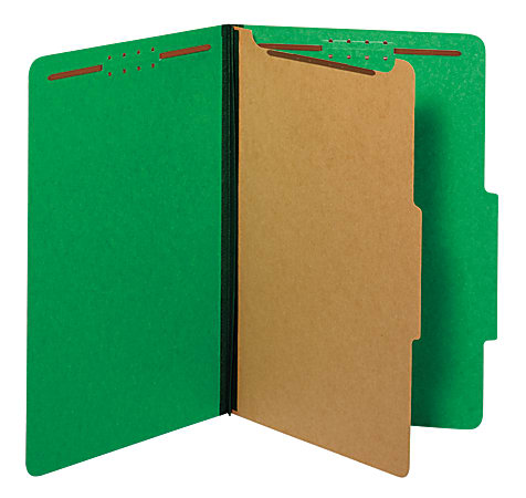 Pendaflex® Pressboard Classification Folders With Fasteners, 1 3/4" Expansion, Legal Size, Dark Green, Box Of 10 Folders