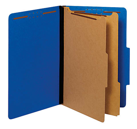 Pendaflex® Pressboard Classification Folders With Fasteners, 2 1/2" Expansion, Legal Size, Dark Blue, Box Of 10 Folders