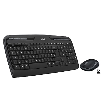 Logitech®MK320 Wireless Straight Full-Size Keyboard & Ambidextrous Optical Mouse, Black