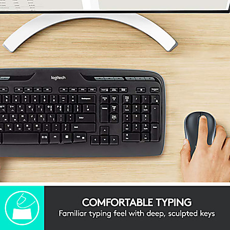 metgezel Decimale biologisch Logitech MK320 Wireless Straight Full Size Keyboard Ambidextrous Optical  Mouse Black - Office Depot