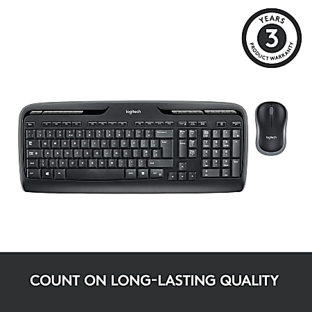 Logitech MK320 Wireless Straight Full Keyboard Ambidextrous Optical Mouse Black - Office Depot