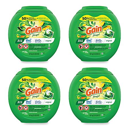 Gain® flings Detergent Pods, Original, 76 Pods/Tub, 4 Tubs/Carton