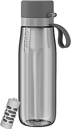 Philips GoZero Everyday Tritan Water Bottle With Filter, 22 Oz, Gray