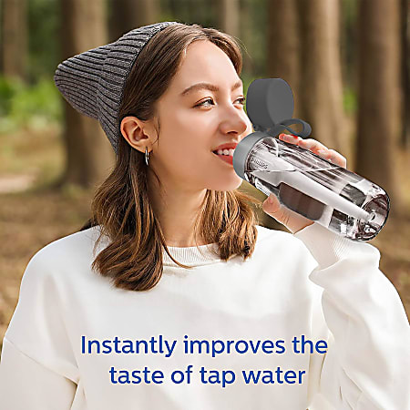 Philips GoZero Everyday Tritan Water Bottle With Filter 22 Oz Gray