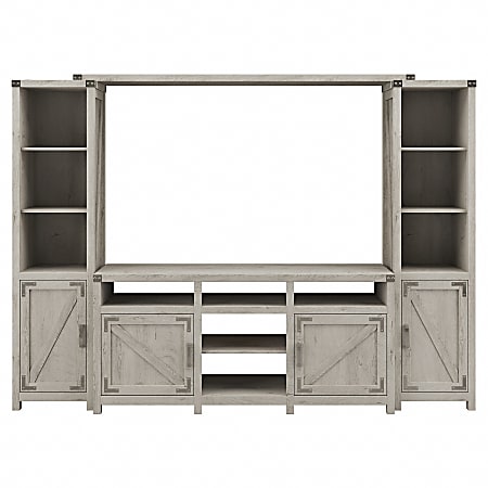 Kathy Ireland Home by Bush® Furniture Cottage Grove 65"W Farmhouse TV Stand with Shelves, Cottage White, Standard Delivery