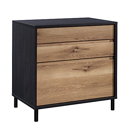 Sauder Acadia Way 30 13 W x 19 12 D Lateral 3 Drawer File Cabinet Raven OakTimber Oak Office Depot