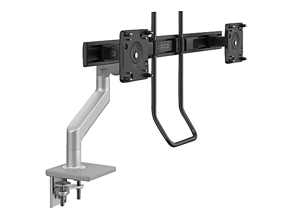 Humanscale M8.1 - Mounting kit (VESA adapter, two-piece clamp mount with base, angled / dynamic link, crossbar for dual monitors with handle) - for 2 LCD displays - silver with gray trim - mounting interface: 100 x 100 mm