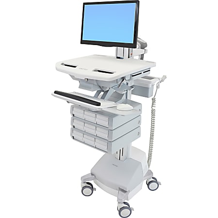 Ergotron StyleView - Cart for LCD display / keyboard / mouse / CPU / notebook / camera / scanner (open architecture) - medical - plastic, aluminum, zinc-plated steel - gray, white, polished aluminum - screen size: up to 24"