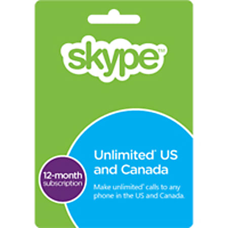 Skype Prepaid eCard - 12 Month Unlimited US & CA Subscription , Download Version