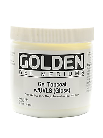 Golden Digital Mixed Media Gel Topcoat With UVLS, Gloss, 16 Oz