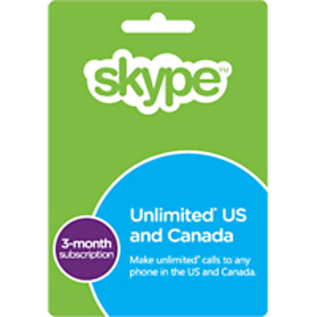 Skype Prepaid eCard - 3 Month Unlimited US & CA Subscription , Download Version