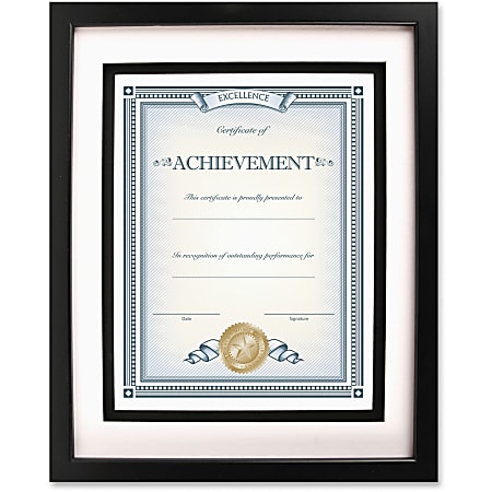 Dax Burns Group Airfloat Certificate Frame - 8" x 10" Frame Size - Rectangle - Wall Mountable - Horizontal, Vertical - 1 Each - Glass, Hardboard, Solid Wood - Black