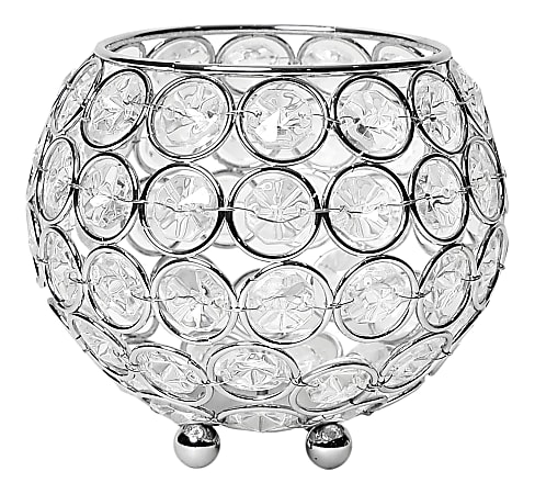 Elegant Designs Elipse Crystal Bowl, 4-1/4" x 4-3/4", Chrome