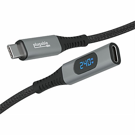 Plugable USB C Extension Cable 3.3 Ft, Digital Power Meter Tester for Monitoring USB-C Connections - Supports Fast Charging up to 240W, 4K 60Hz Display, 10Gbps Data Transfer, Digital Multimeter Tester