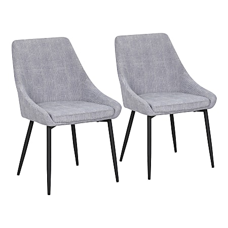 LumiSource Diana Corduroy Chairs, Gray Seat/Black Frame, Set Of 2 Chairs