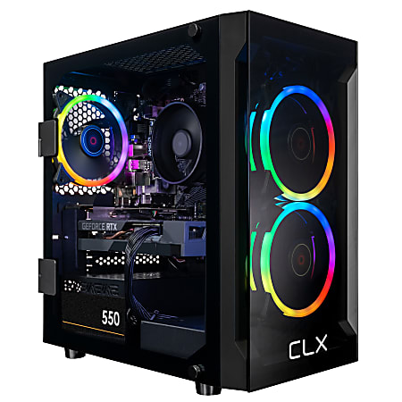 CLX SET Gaming Desktop PC, AMD Ryzen 7, 16GB Memory, 500GB Solid State Drive/2TB Hard Drive, Windows® 11, GeForce RTX 3050 8GB GDDR6 Graphics