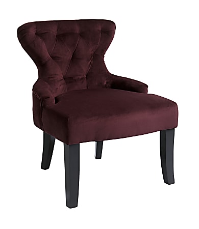 Ave Six Curves Hourglass Accent Chair, Port Velvet/Dark Espresso