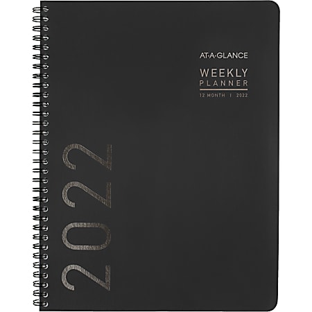 AT-A-GLANCE® Contemporary Lite Weekly/Monthly Planner, 8-1/4" x 11", Black, January To December 2022, 7095XL05