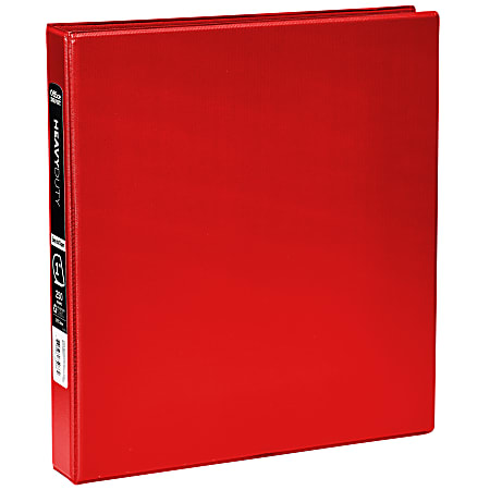 Office Depot® Heavy-Duty 3-Ring Binder, 1" D-Rings, 49% Recycled, Red