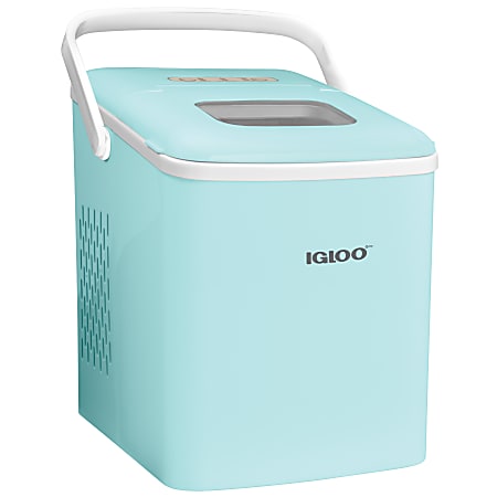 Igloo 26-Lb Automatic Self-Cleaning Portable Countertop Ice Maker Machine With Handle, 12-13/16"H x 9-1/16"W x 12-1/4"D, Aqua