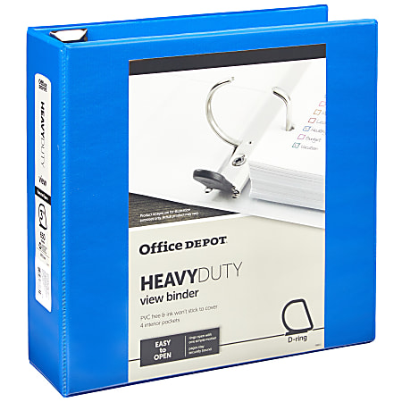Office Depot® Brand Heavy-Duty View 3-Ring Binder, 3" D-Rings, Blue