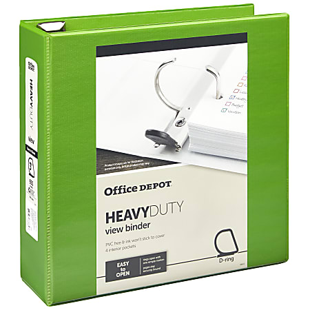 Office Depot® Brand Heavy-Duty View 3-Ring Binder, 3" D-Rings, Army Green