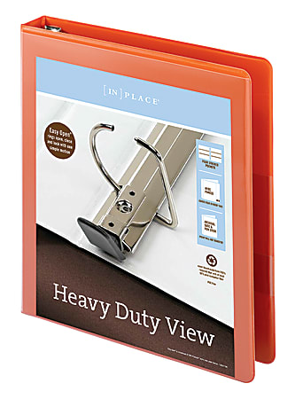 60% Recycled 1 Rings Orange Office Depot Brand Heavy-Duty Easy Open D-Ring View Binder