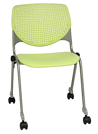 KFI Studios KOOL Stacking Chair With Casters, Lime Green/Silver