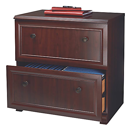 Realspace® Broadstreet 30”W Lateral 2-Drawer File Cabinet, Cherry