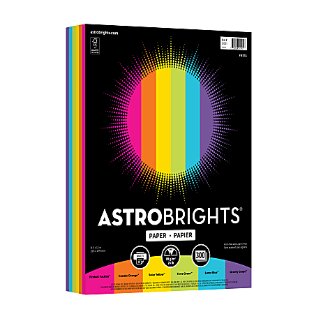 Astrobrights Color Paper, Fiesta Assortment, Letter (8-1/2" x 11"), 300 Sheets Per Ream, 24 Lb, 96 Brightness