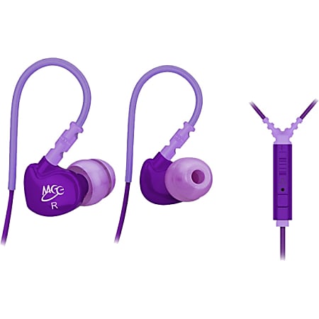 MEE audio Sport-Fi M6P In-Ear Sports Headphones - Stereo - Mini-phone - Wired - 16 Ohm - 20 Hz - 20 kHz - Earbud, Over-the-ear - Binaural - In-ear - 4.25 ft Cable - Purple