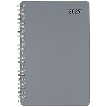 Office Depot Brand Weekly Monthly Appointment Book, 5" x 8", Silver, January 2027 to December 2027, OD71033027