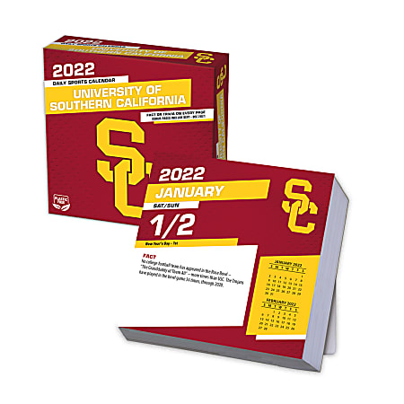 Lang Turner Licensing Boxed Daily Desk Calendar, 5-1/4" x 5-1/4", University Of Southern California, January To December 2022