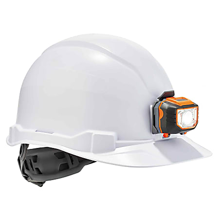 Ergodyne Skullerz 8970LED Class E Cap-Style Hard Hat And LED Light With Ratchet Suspension, White