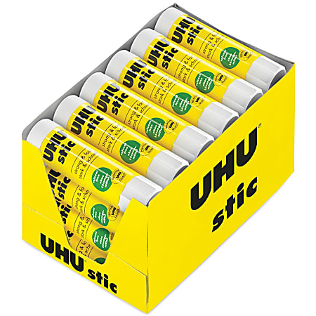 Saunders UHU stic Washable Glue Stick - 0.29 oz - 24 / Box - White