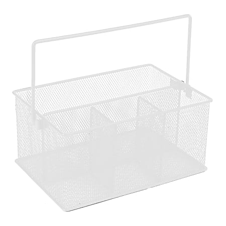 Mind Reader Metal Mesh Storage Basket Organizer, Small Size, White