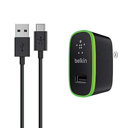 Belkin® USB-C To USB-A Cable With Universal Wall Charger, 6', Black