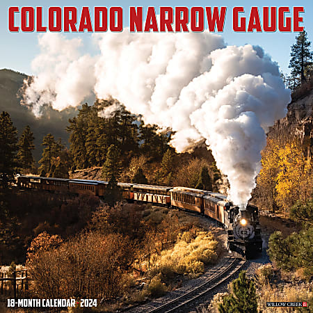 2024 Willow Creek Press Scenic Monthly Wall Calendar, 12" x 12", Colorado Narrow Gauge Railroads, January to December