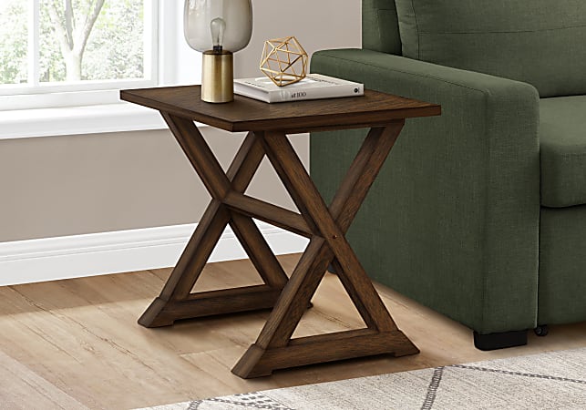 Monarch Specialties Meg Square Accent Table, 23-1/2”H x 22”W x 23-1/2”D, Brown