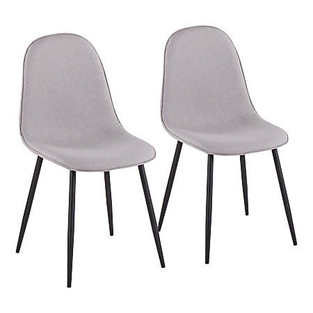 LumiSource Pebble Fabric Chairs, Light Gray/Black, Set Of 2 Chairs