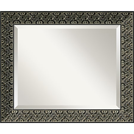 Amanti Art Intaglio Antique Black Wall Mirror, Rectangular, 20 7/16"H x 24 7/16"W, Black